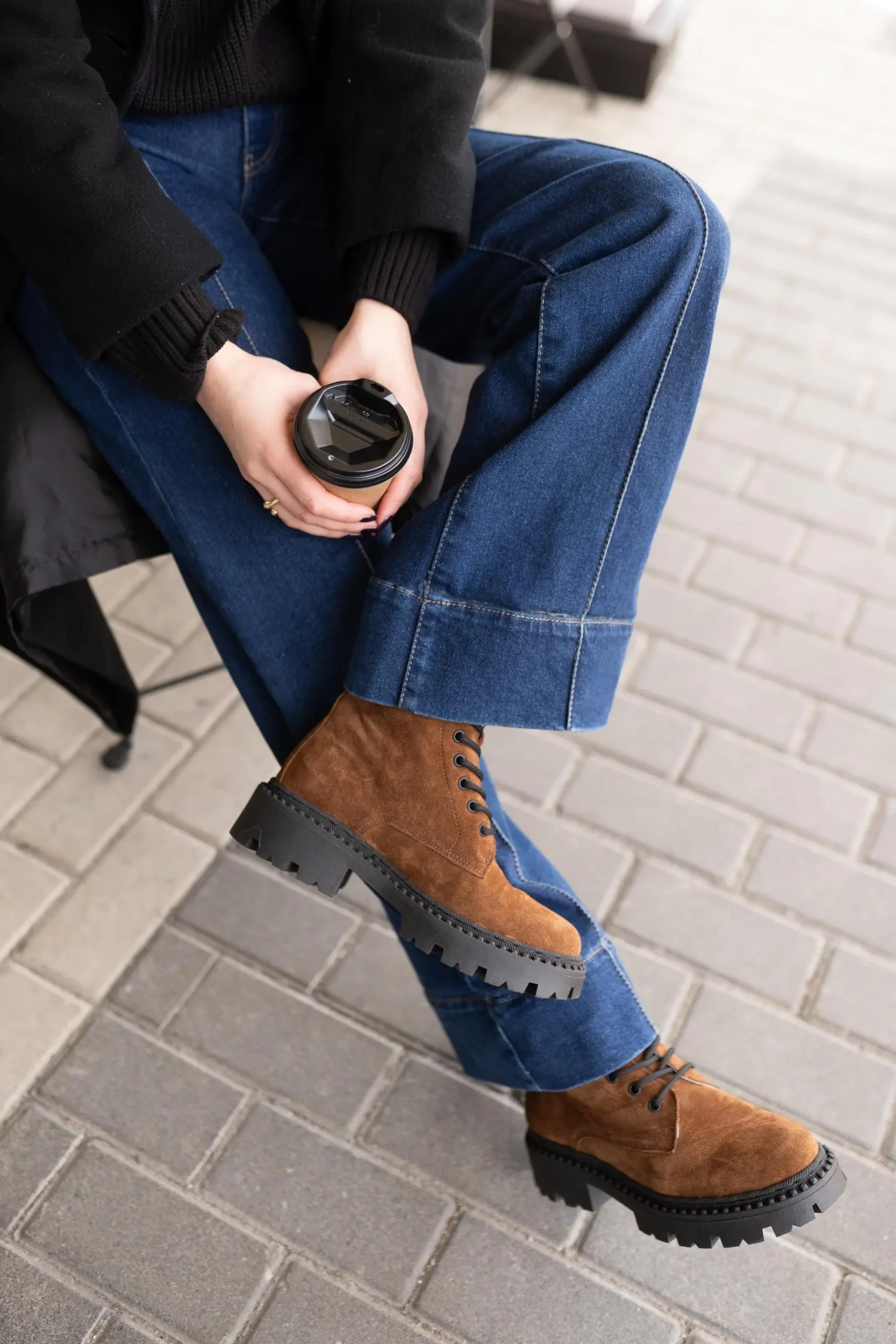Women S Brown Suede Combat Boots Handmade Lace